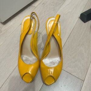 Dior Vibrant Yellow Peep-Toe Heels